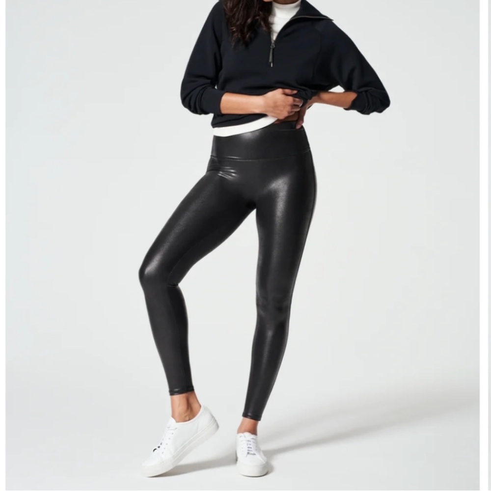 Spanx faux leather leggings size Medium - Picture 1 of 4